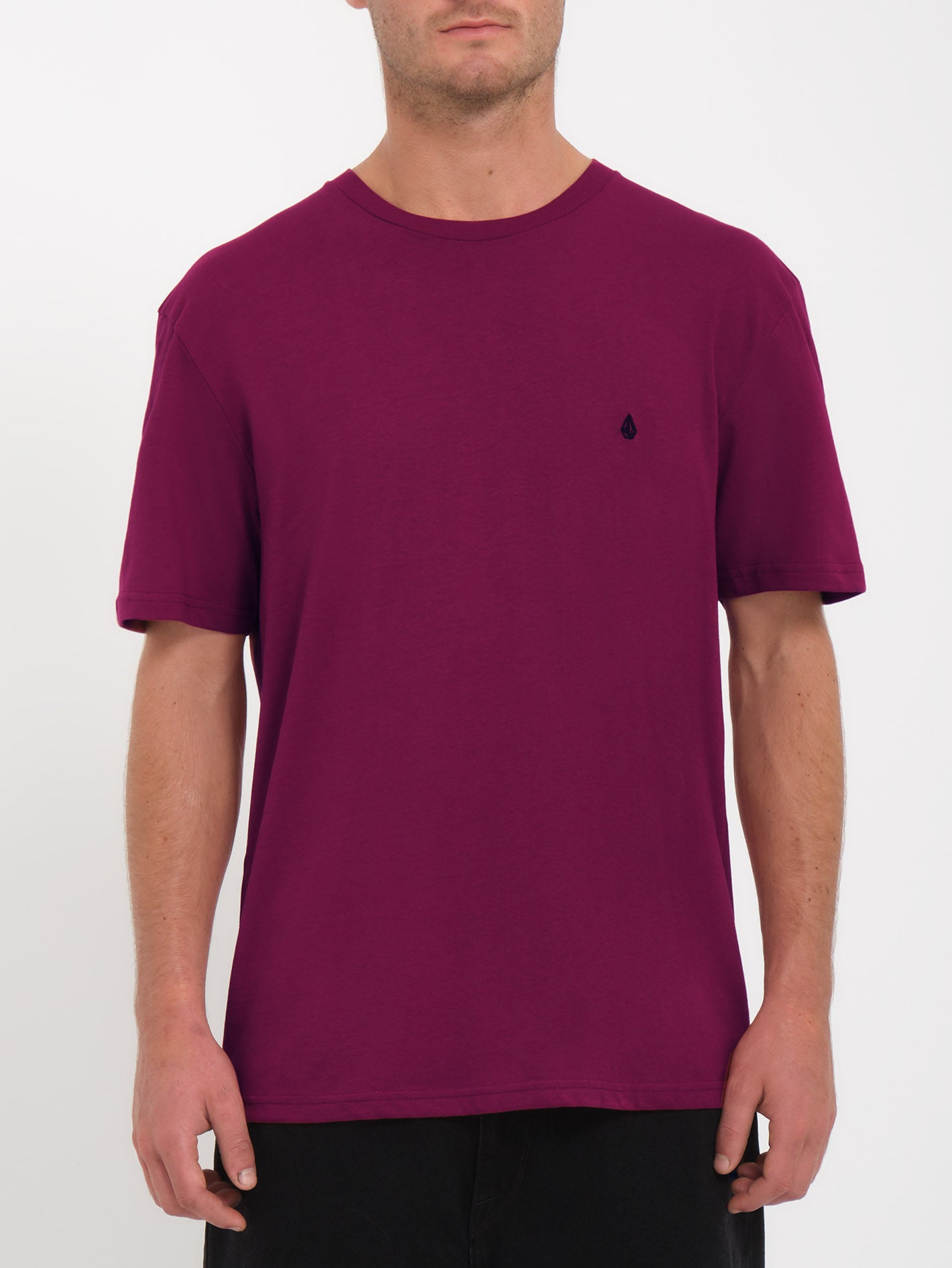 Volcom Bio-Baumwolle T-Shirt – Grau Meliert, Gesticktes Logo, Kurzarm, Klassische Passform
