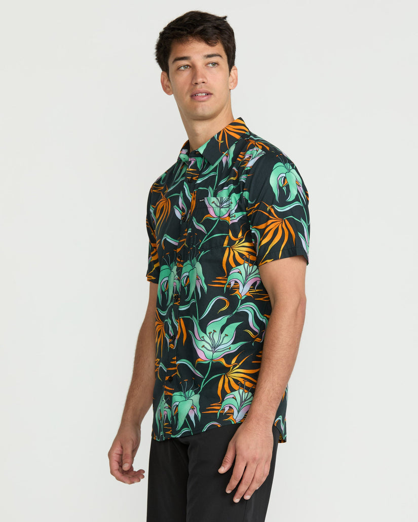 Brainmelter Floral Shirt - Black Green
