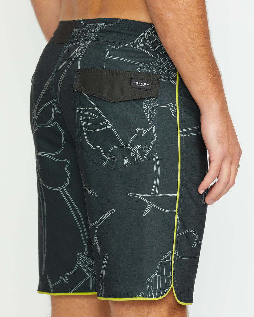 Mister Fib Scallop Stoney 19" Boardshort - STEALTH