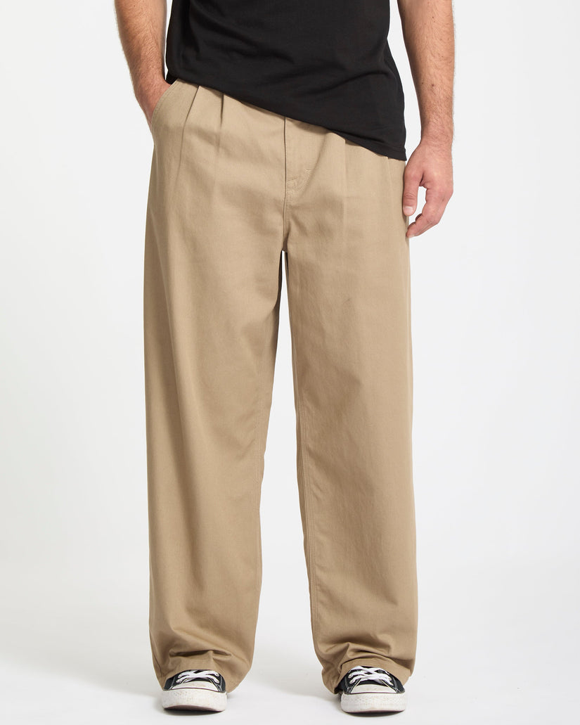 Baggos Pleat Trousers - Khaki