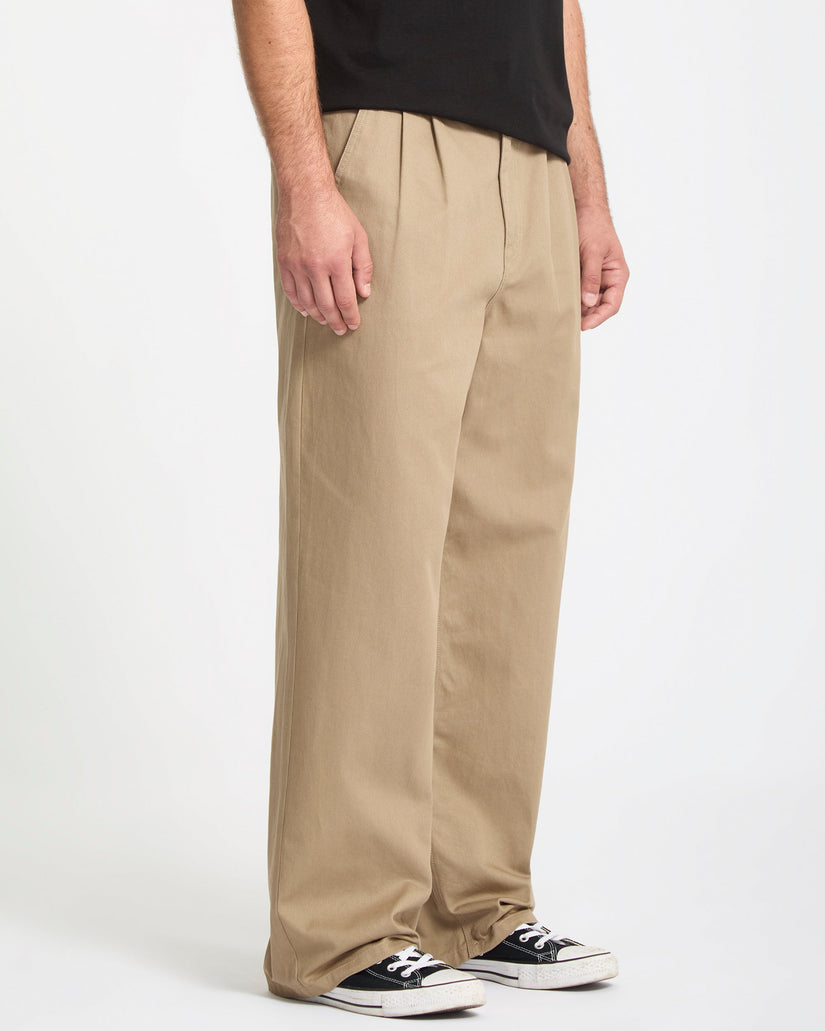 Baggos Pleat Trousers - Khaki
