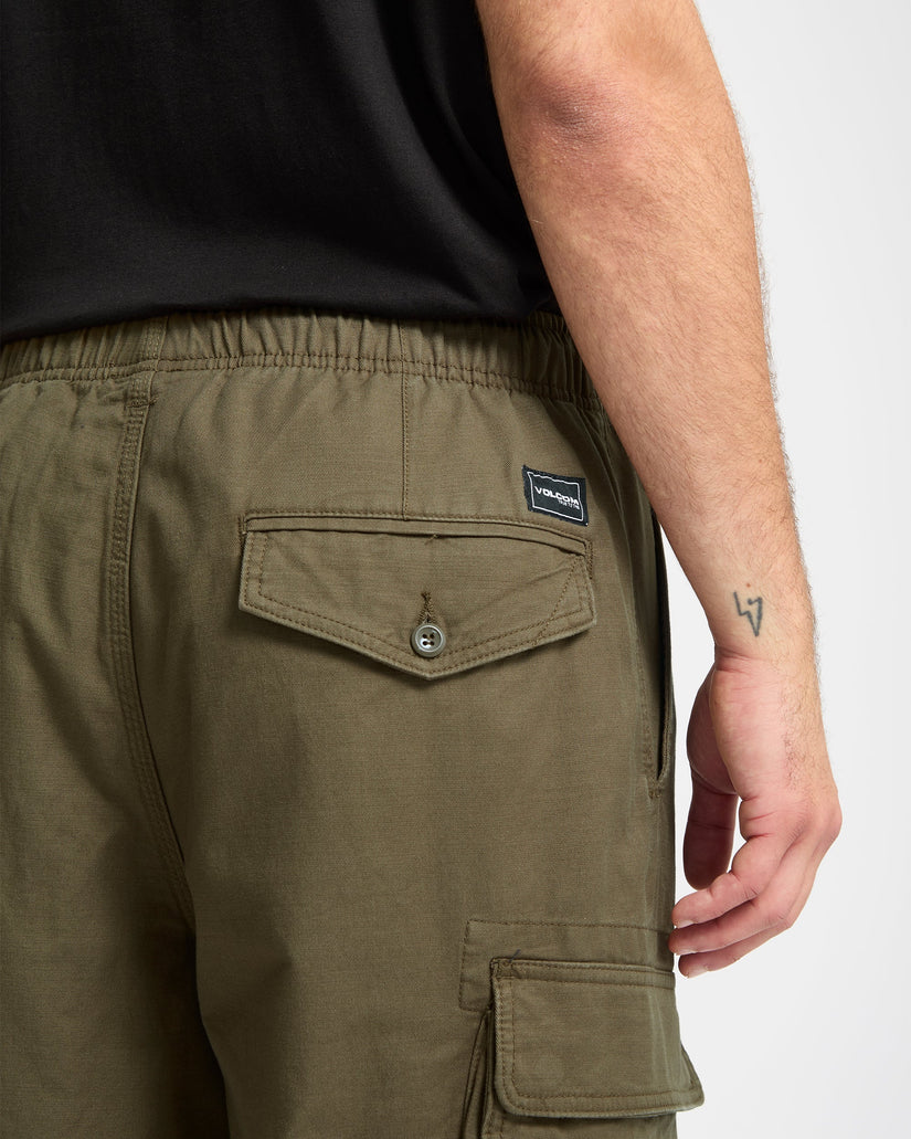 Billow Tapered Elasticated Waist Cargo Trousers - Sage Leaf