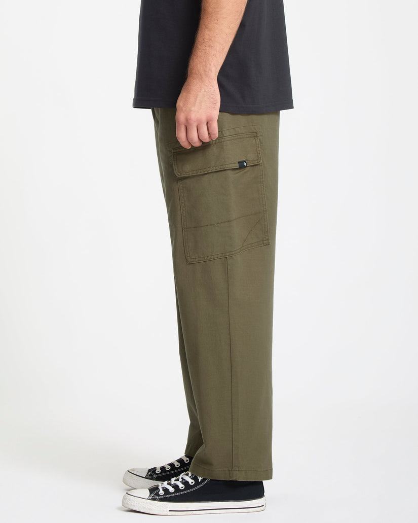 Billow Tapered Elasticated Waist Cargo Trousers - Sage Leaf