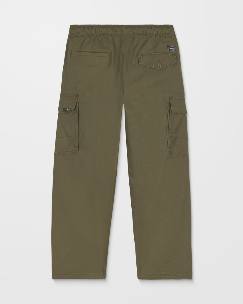 Billow Tapered Elasticated Waist Cargo Trousers - Sage Leaf