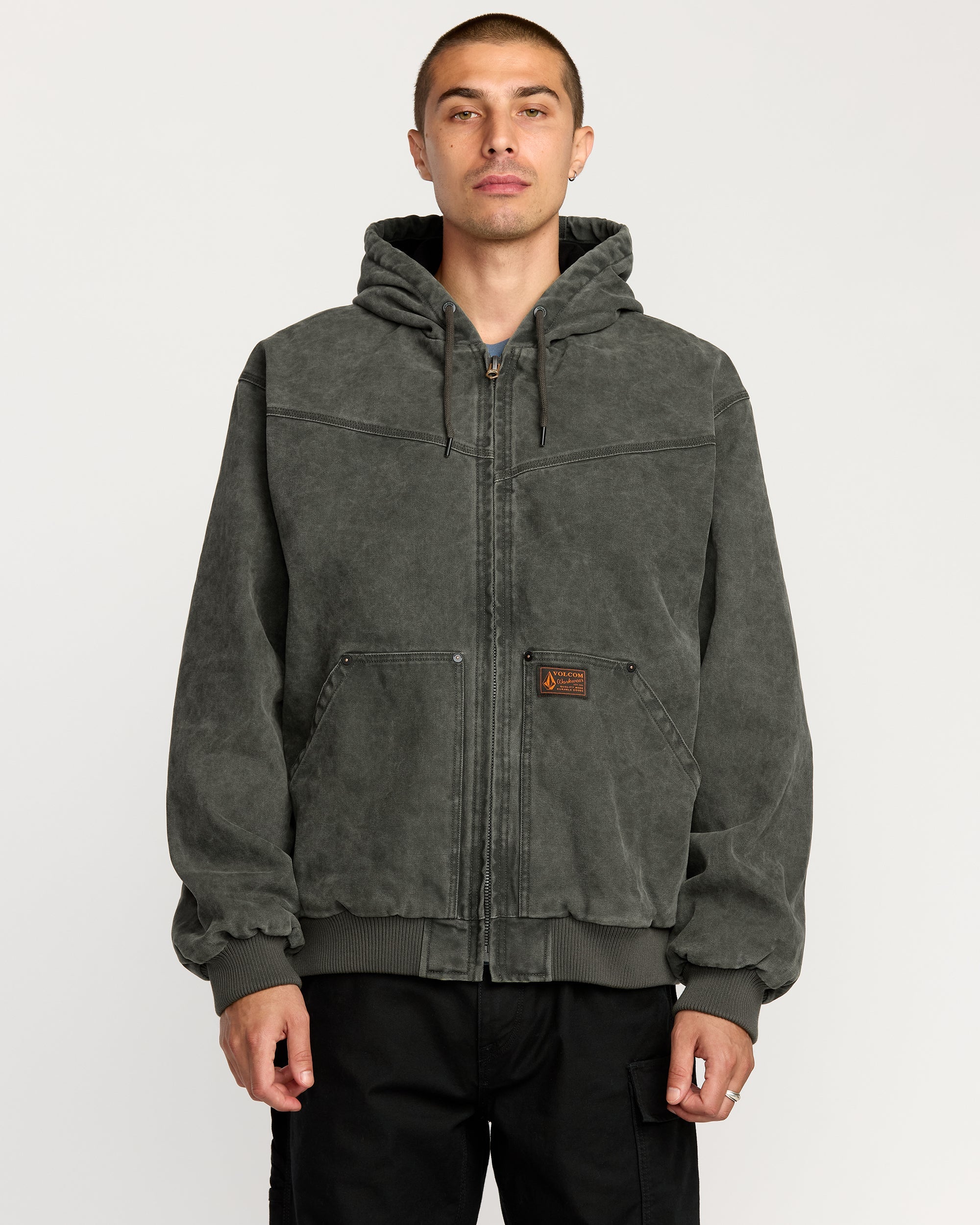 ガボールHeavy Weight Hooded Jacket Hamilstorm Jacket - Rinsed Black - Men - Volcom EU – Volcom United