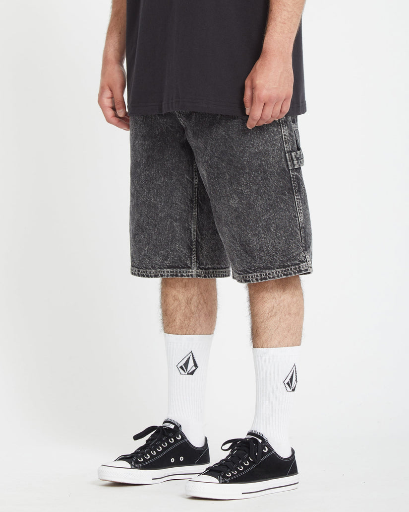 Labored Denim Utility Short - LIGHT ACID BLACK