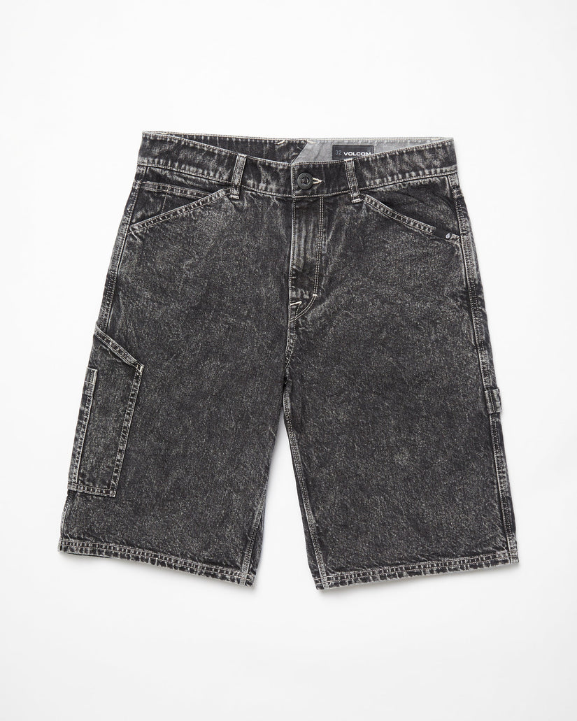 Labored Denim Utility Short - LIGHT ACID BLACK