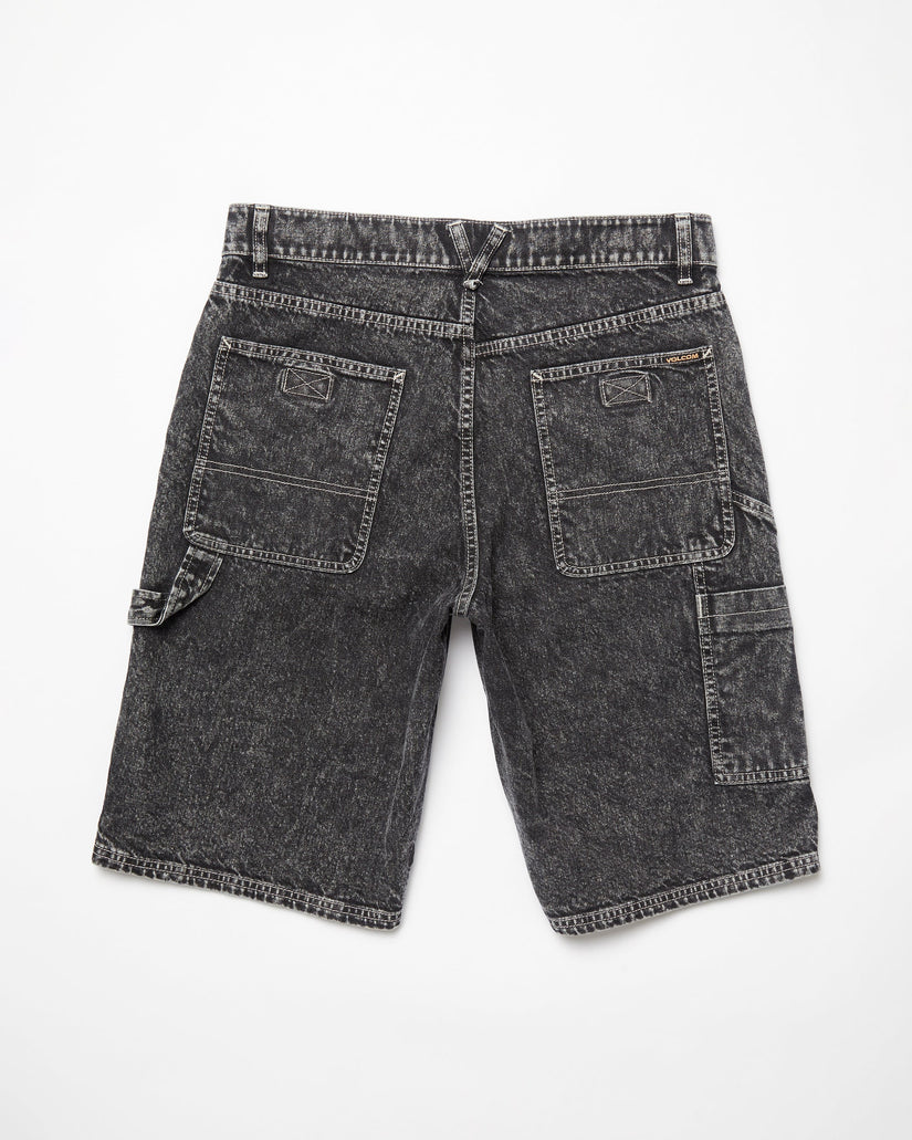 Labored Denim Utility Short - LIGHT ACID BLACK