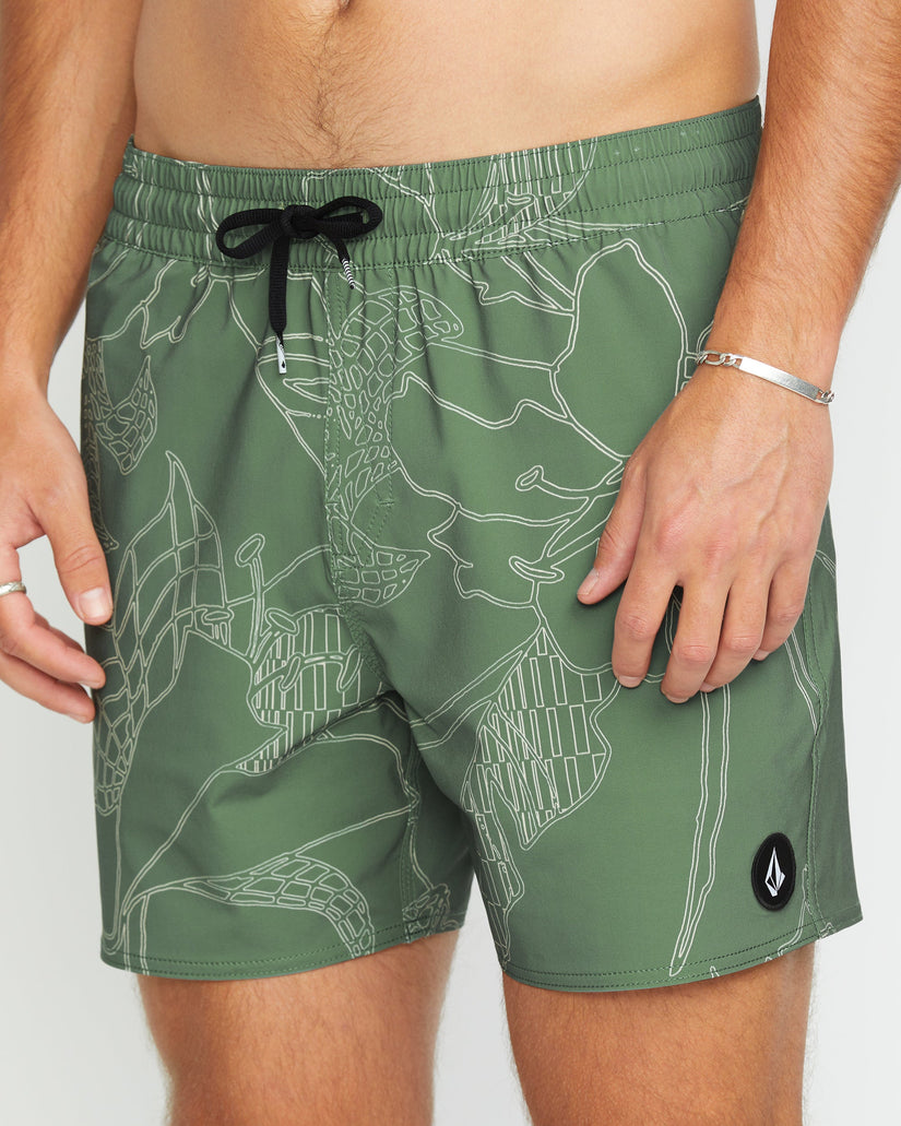 Lido Print Trunk 16" Boardshort - LIGHT OLIVE