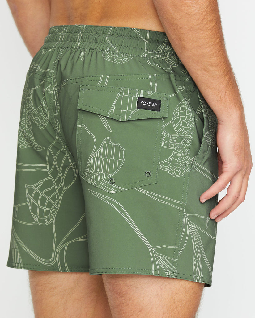 Lido Print Trunk 16" Boardshort - LIGHT OLIVE