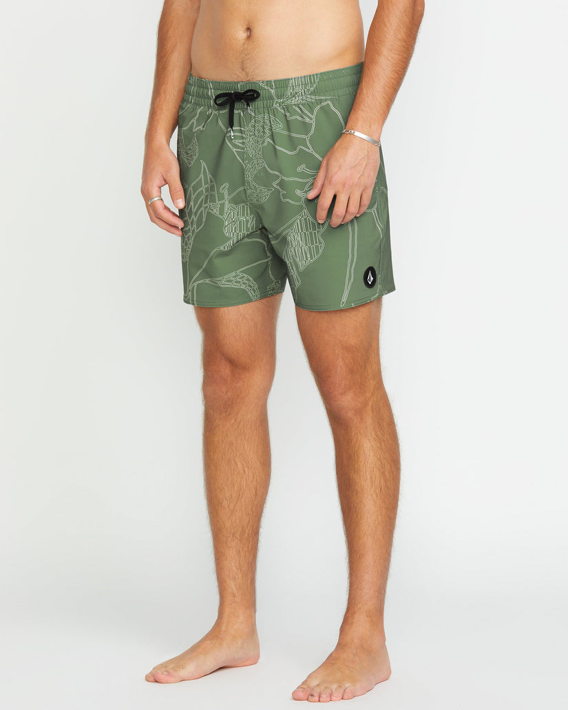 Lido Print Trunk 16" Boardshort - LIGHT OLIVE