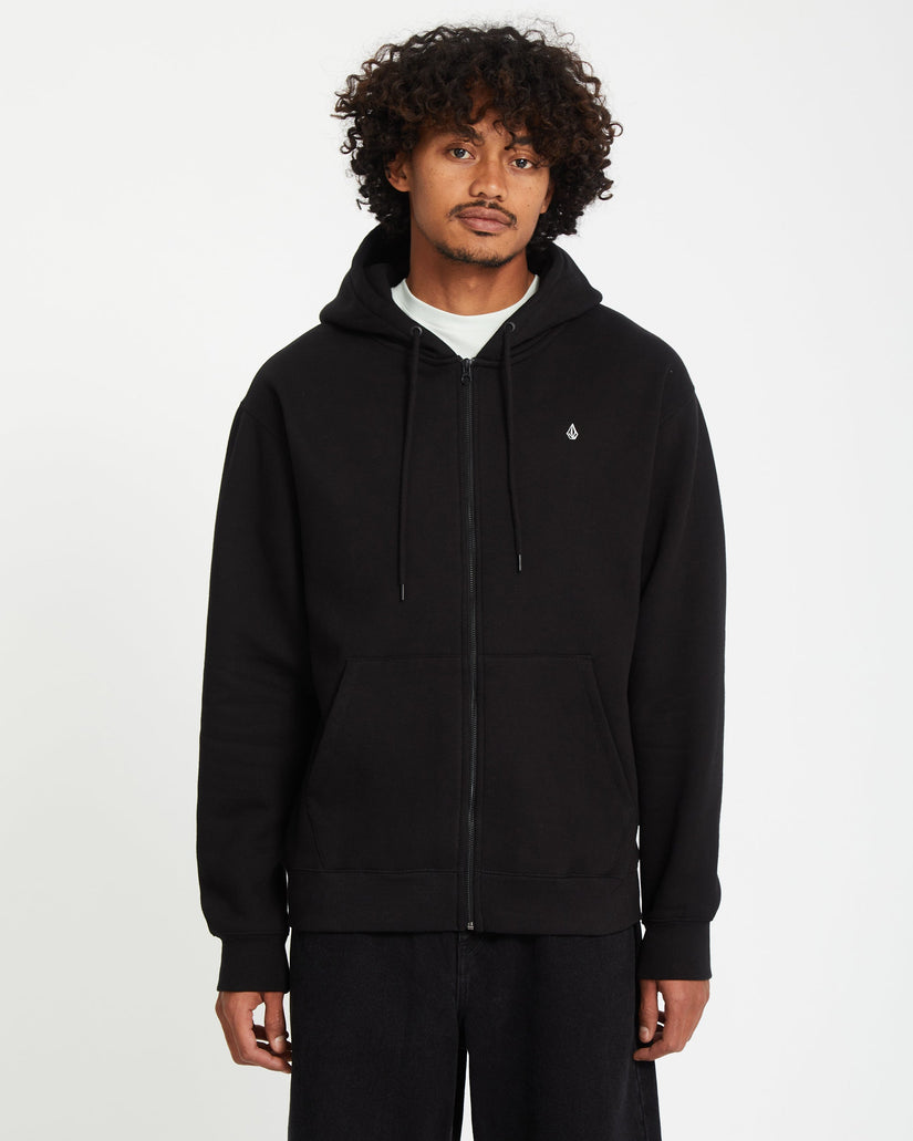 Single Stone Full Zip Hoodie - BLACK