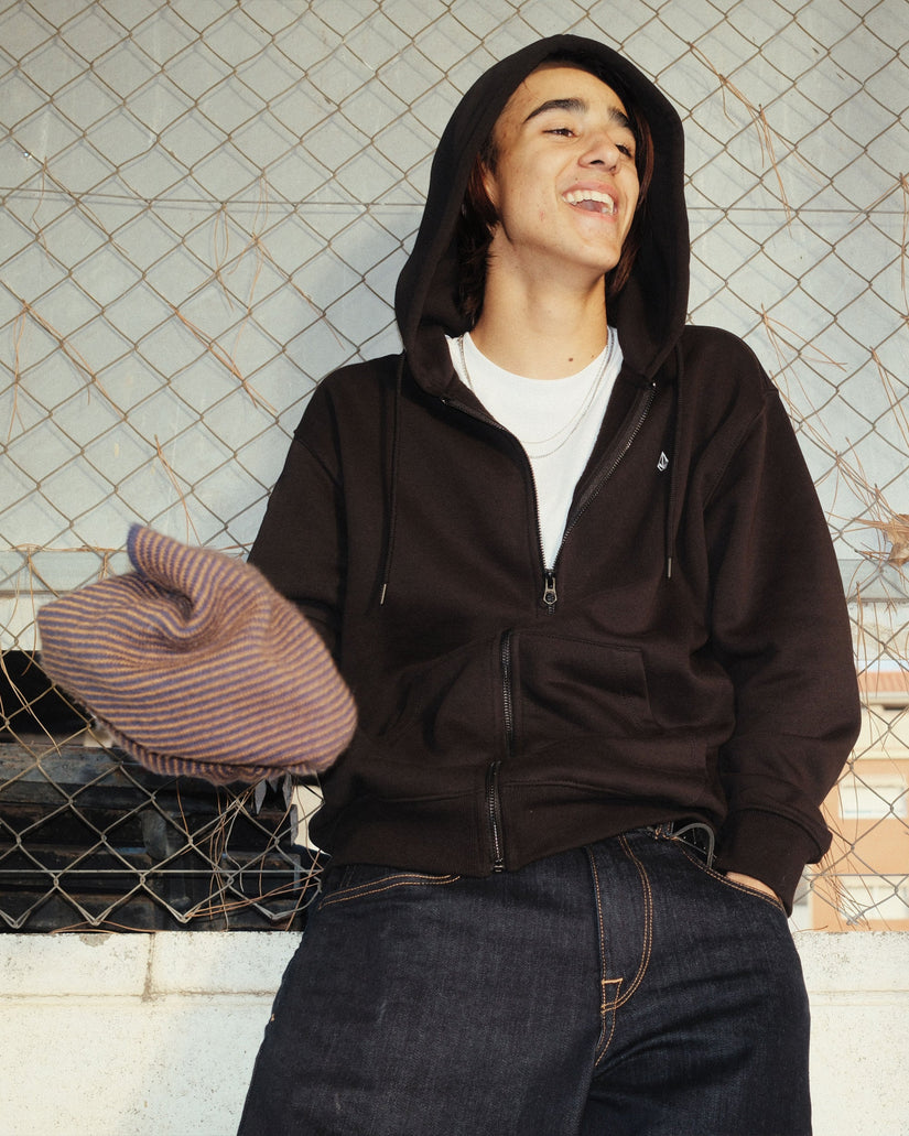 Single Stone Full Zip Hoodie - BLACK