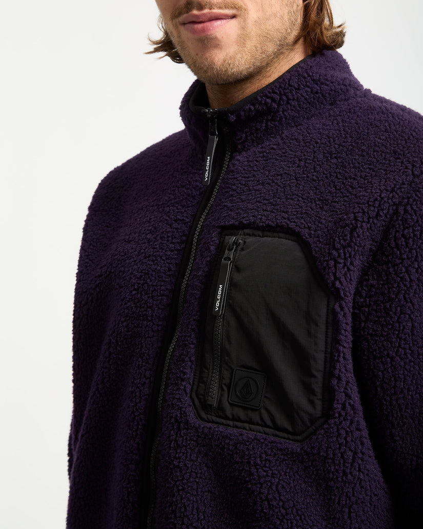 Muzzer Fuzzar Zip Sherpa Sweatshirt - Dark Purple