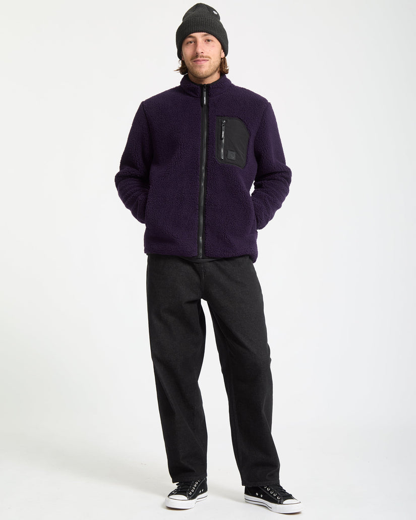 Muzzer Fuzzar Zip Sherpa Sweatshirt - Dark Purple
