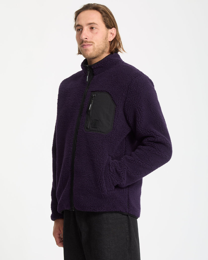 Muzzer Fuzzar Zip Sherpa Sweatshirt - Dark Purple
