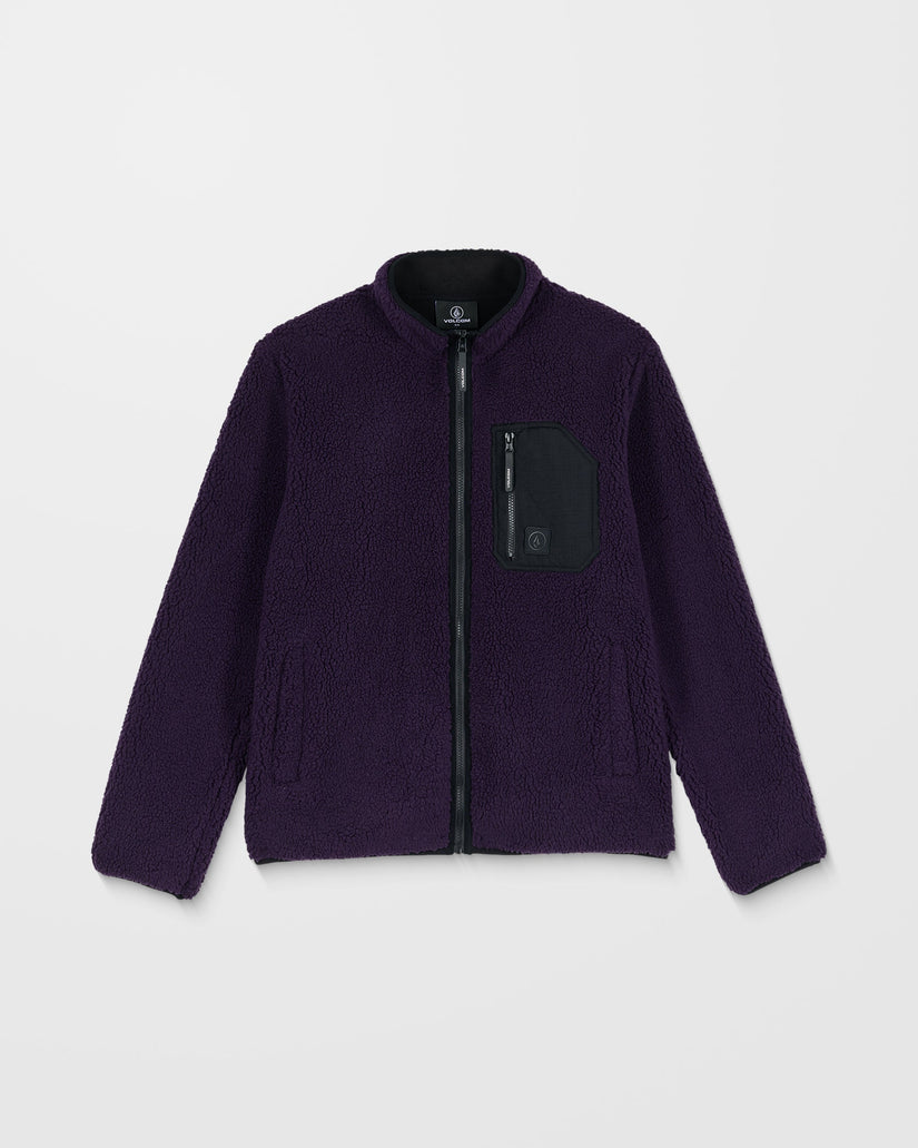 Muzzer Fuzzar Zip Sherpa Sweatshirt - Dark Purple