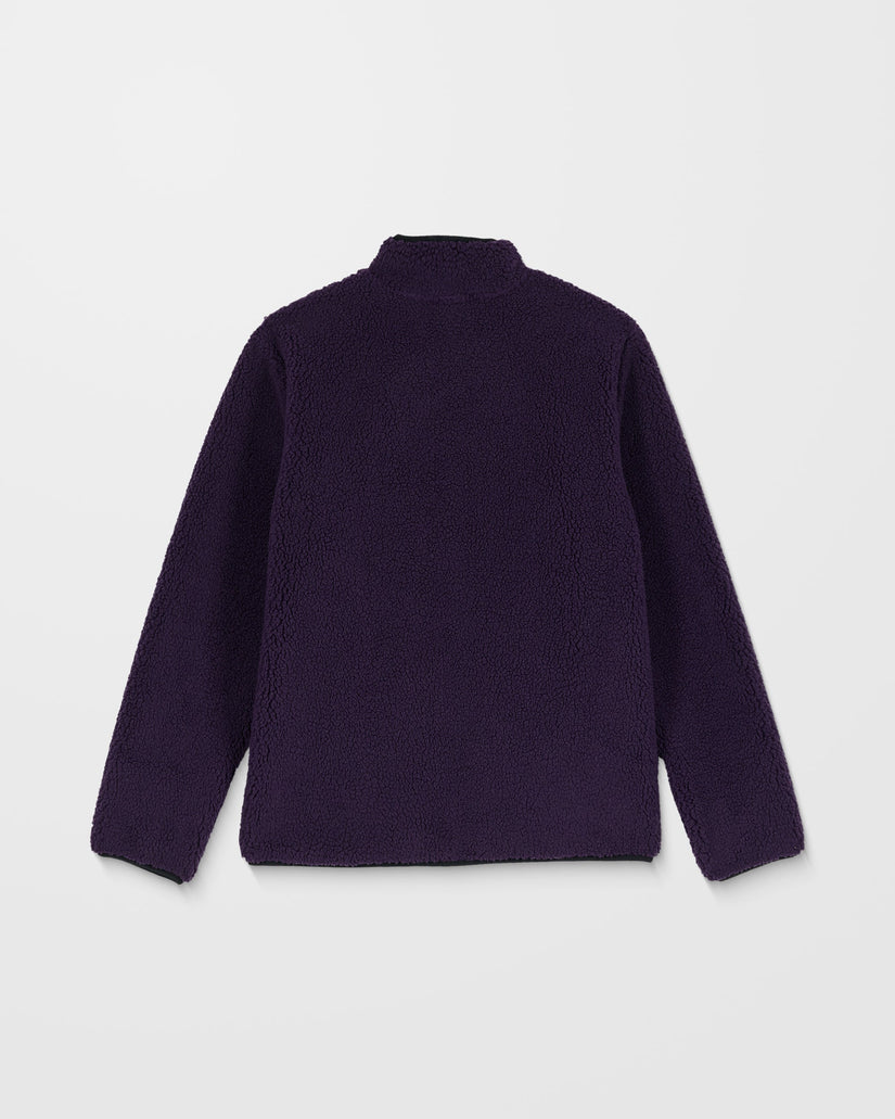 Muzzer Fuzzar Zip Sherpa Sweatshirt - Dark Purple
