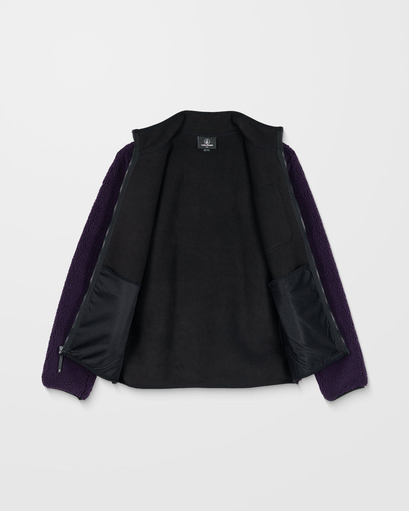 Muzzer Fuzzar Zip Sherpa Sweatshirt - Dark Purple