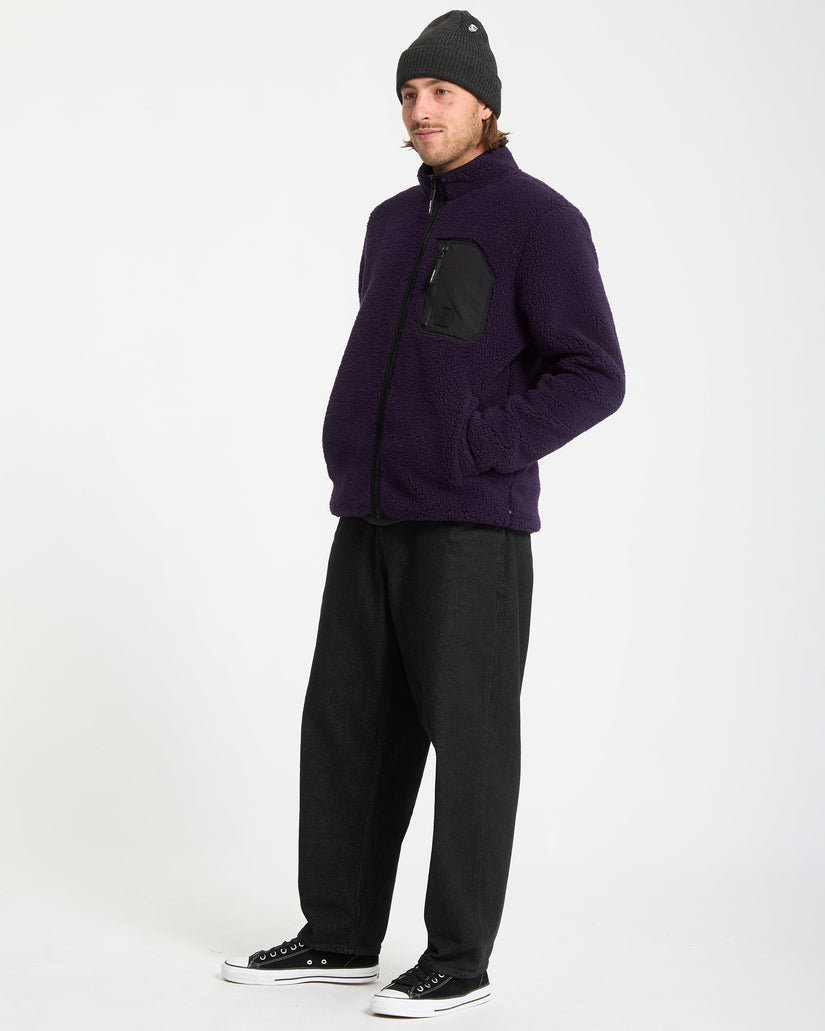 Muzzer Fuzzar Zip Sherpa Sweatshirt - Dark Purple