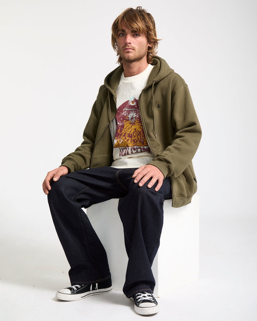 Single Stone Zip Hoodie - Sage Leaf