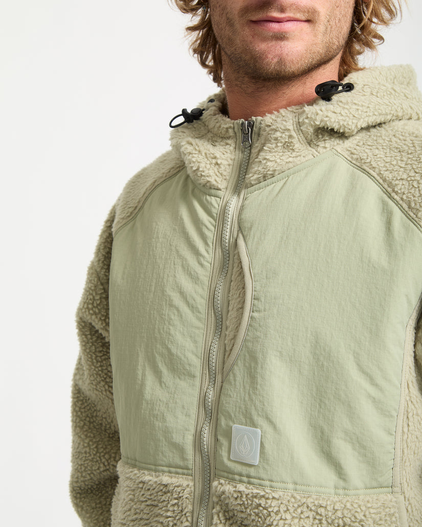 Nomaa Sherpa Zip Sherpa Hoodie - Green Tea