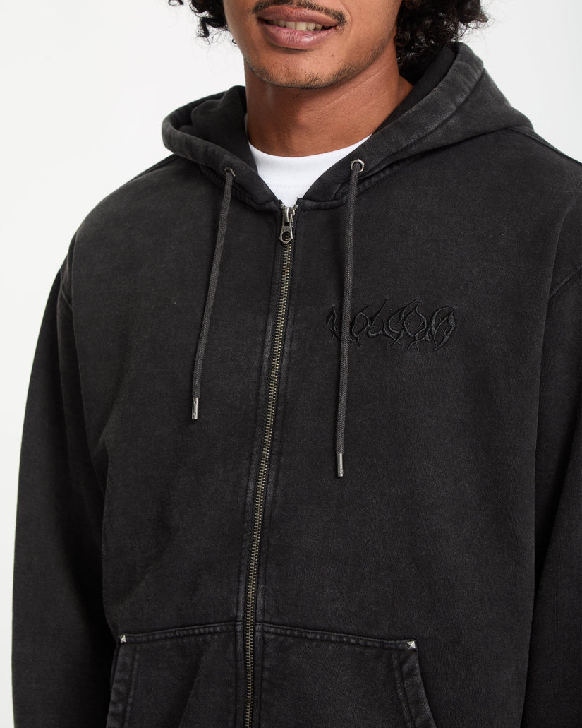 Studder Zip Hoodie - Black
