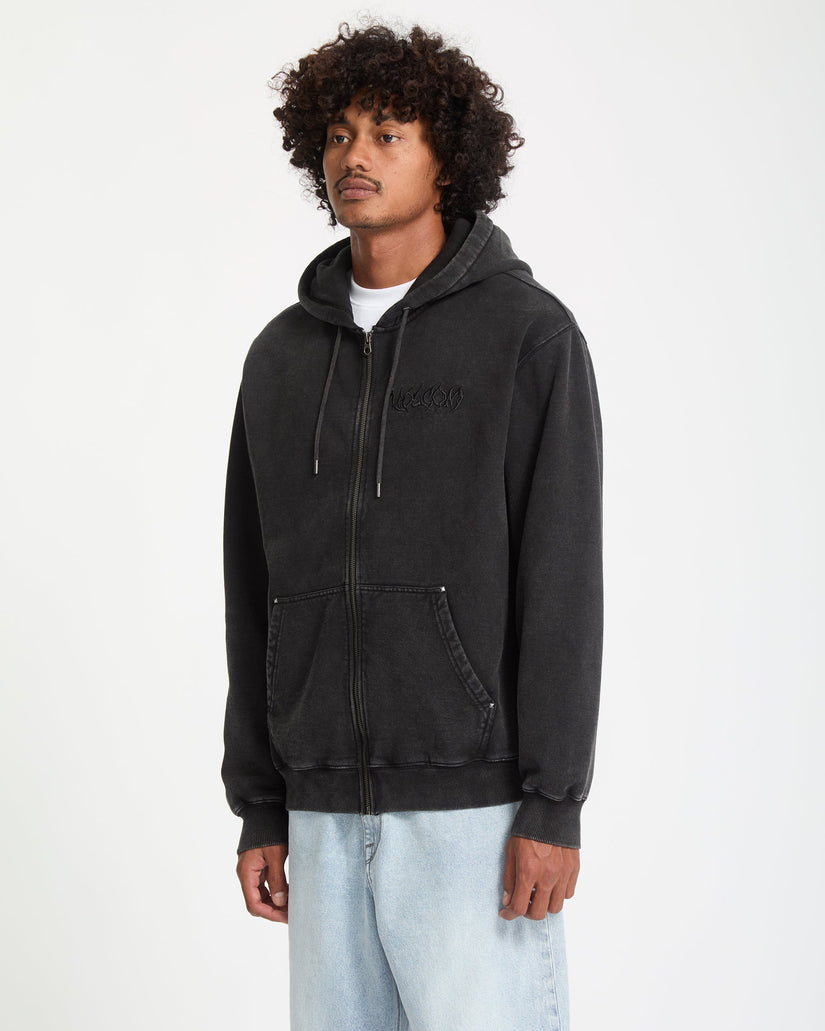 Studder Zip Hoodie - Black