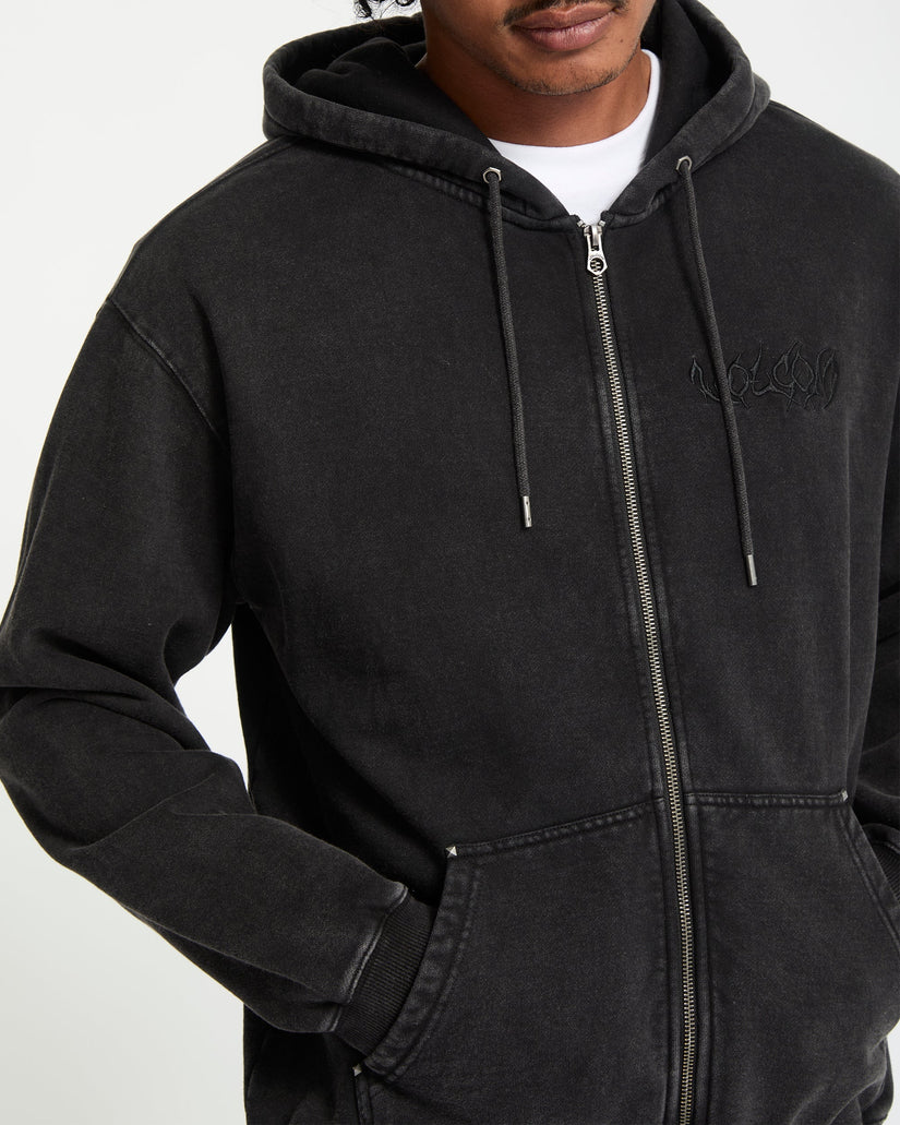 Studder Zip Hoodie - Black