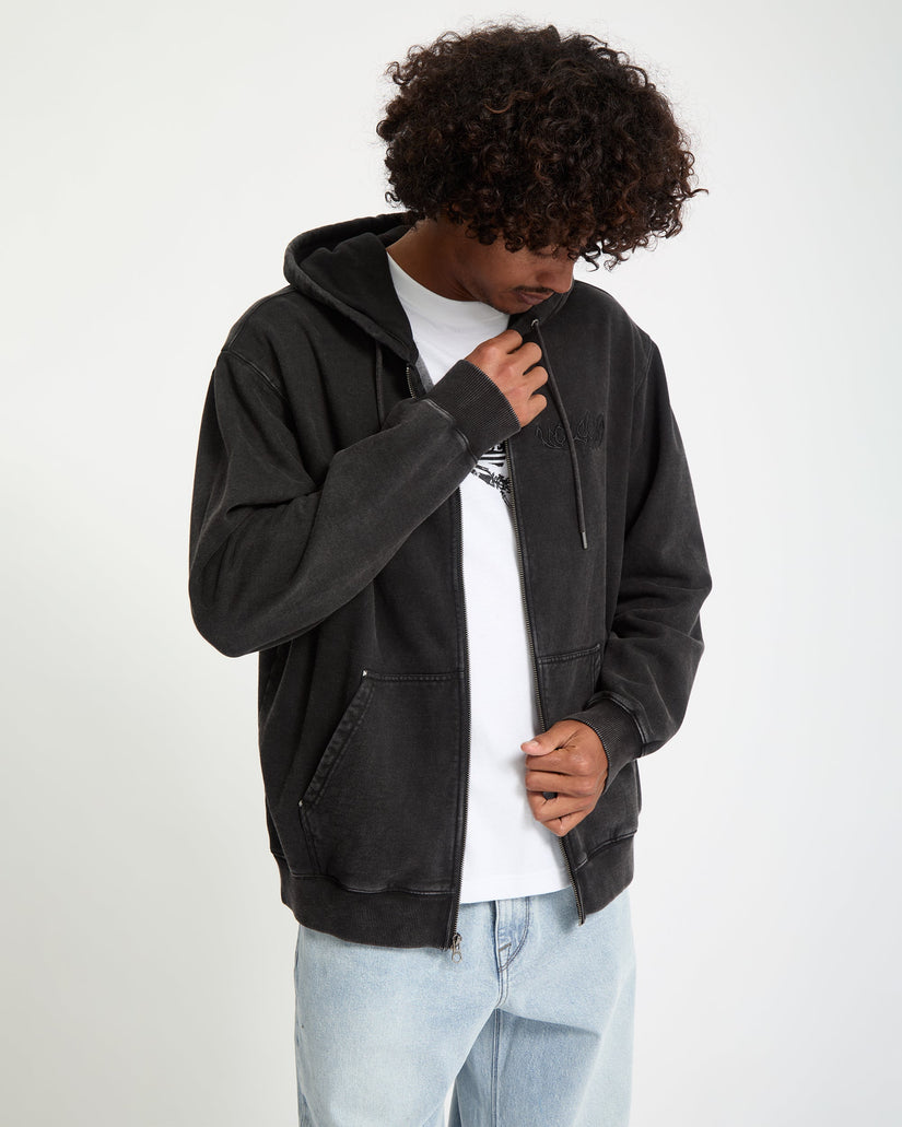 Studder Zip Hoodie - Black