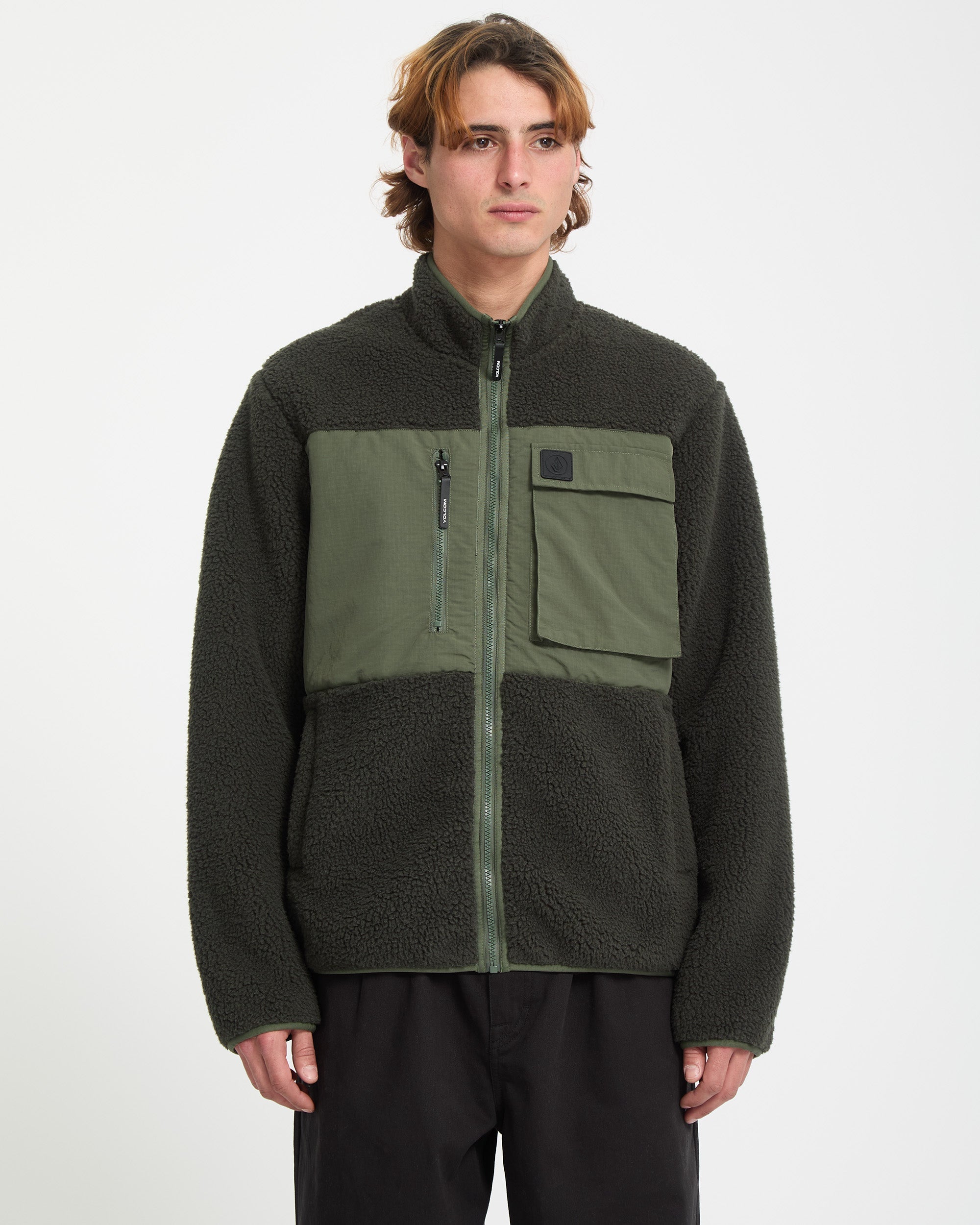 Nomaa Sherpa Zip Sherpa Hoodie - Green Tea - Men - Volcom EU