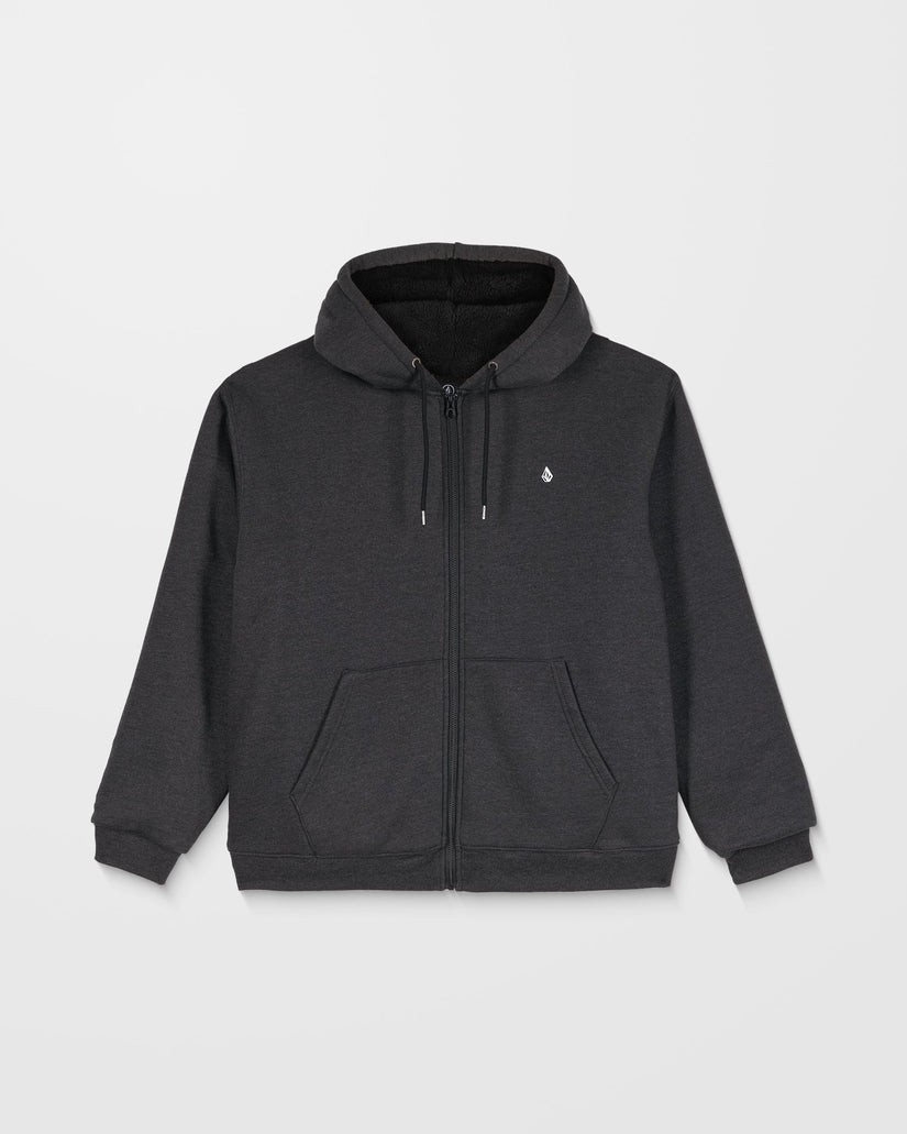 Single Stone Sherpa Lined Zip Hoodie - Heather Black