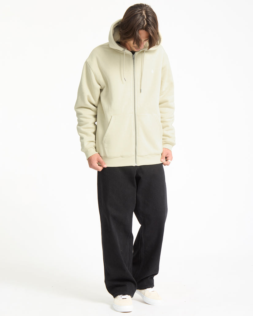 Single Stone Lined Zip Hoodie - Light Beige
