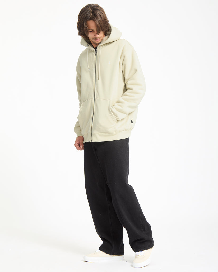 Single Stone Lined Zip Hoodie - Light Beige