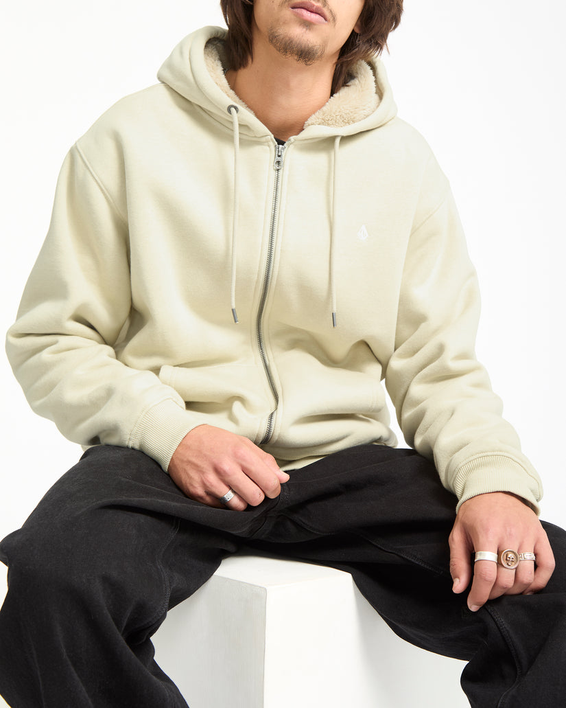 Single Stone Lined Zip Hoodie - Light Beige
