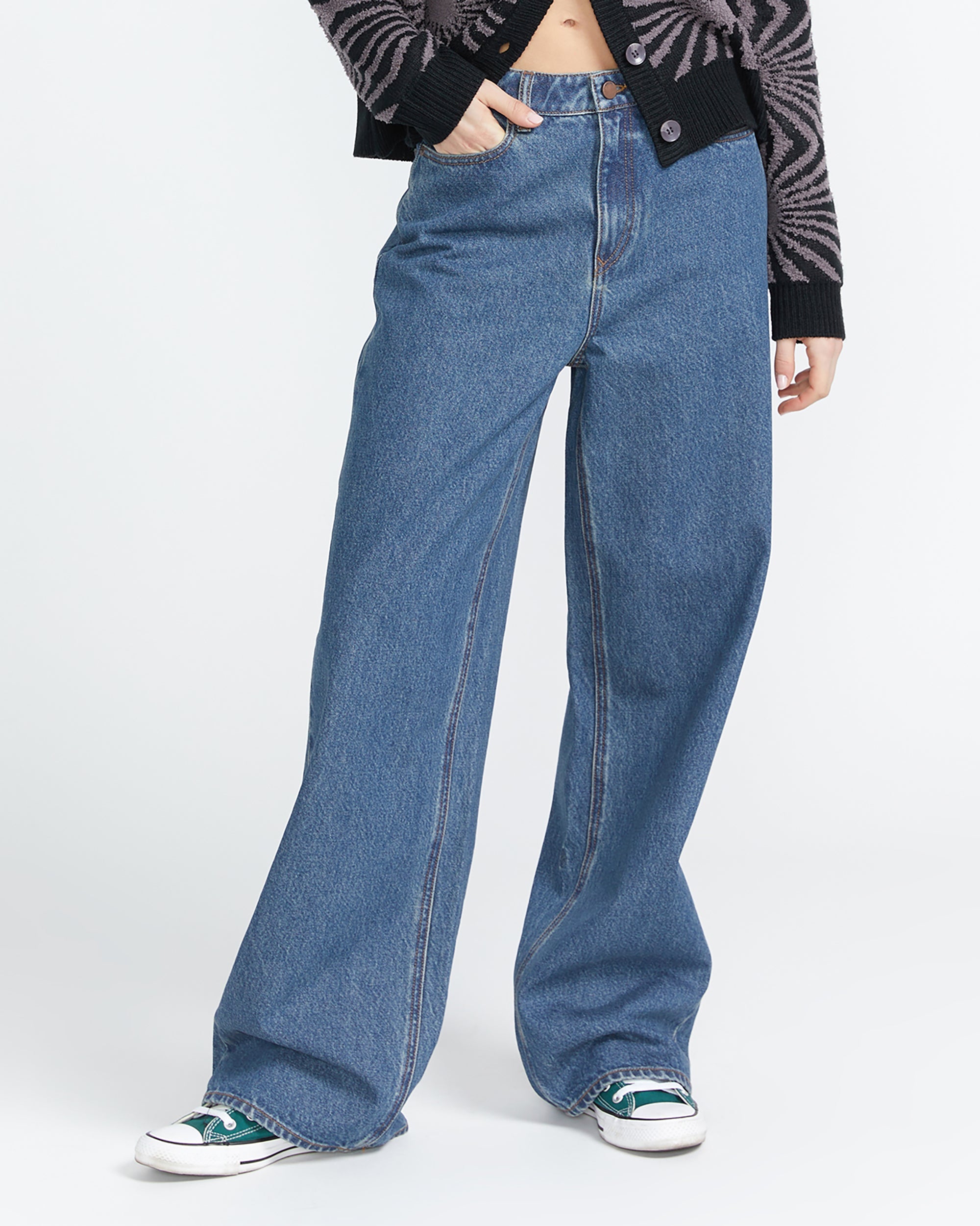 Stoned High Rise Jeans - Indigo Ridge Wash - Women - Volcom EU