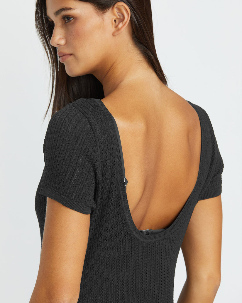 Meshy Beach Cover Up Dress - BLACK