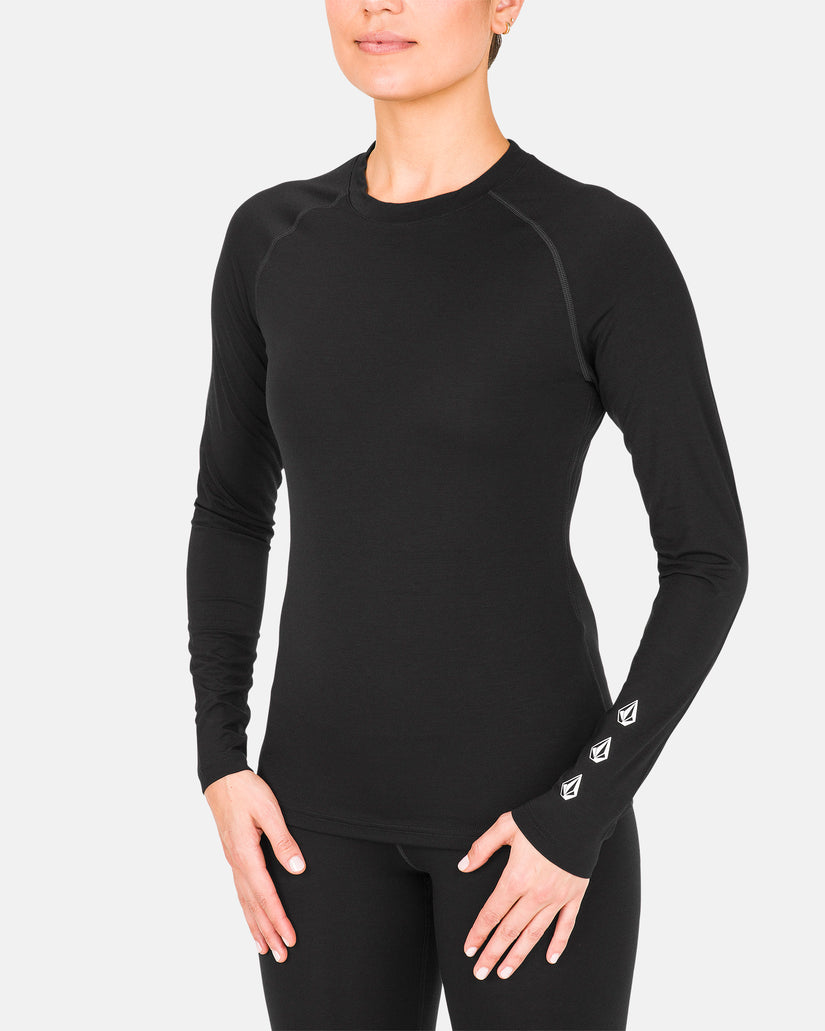 W Merino Blend Base Layer Top - Black