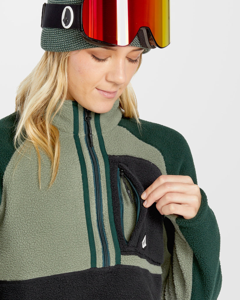 Demi Half Zip Sherpa - Lichen Green