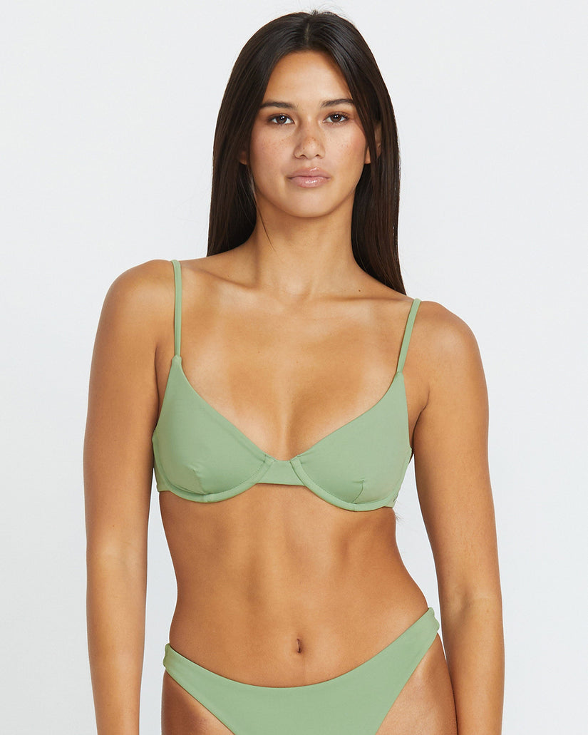 Simply Seamless Demi Uwire Bikini Top - GRASS GREEN
