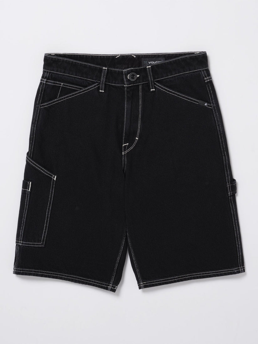 LABORED DENIM UTILITY SHORT (A2012301_BLK) [3]