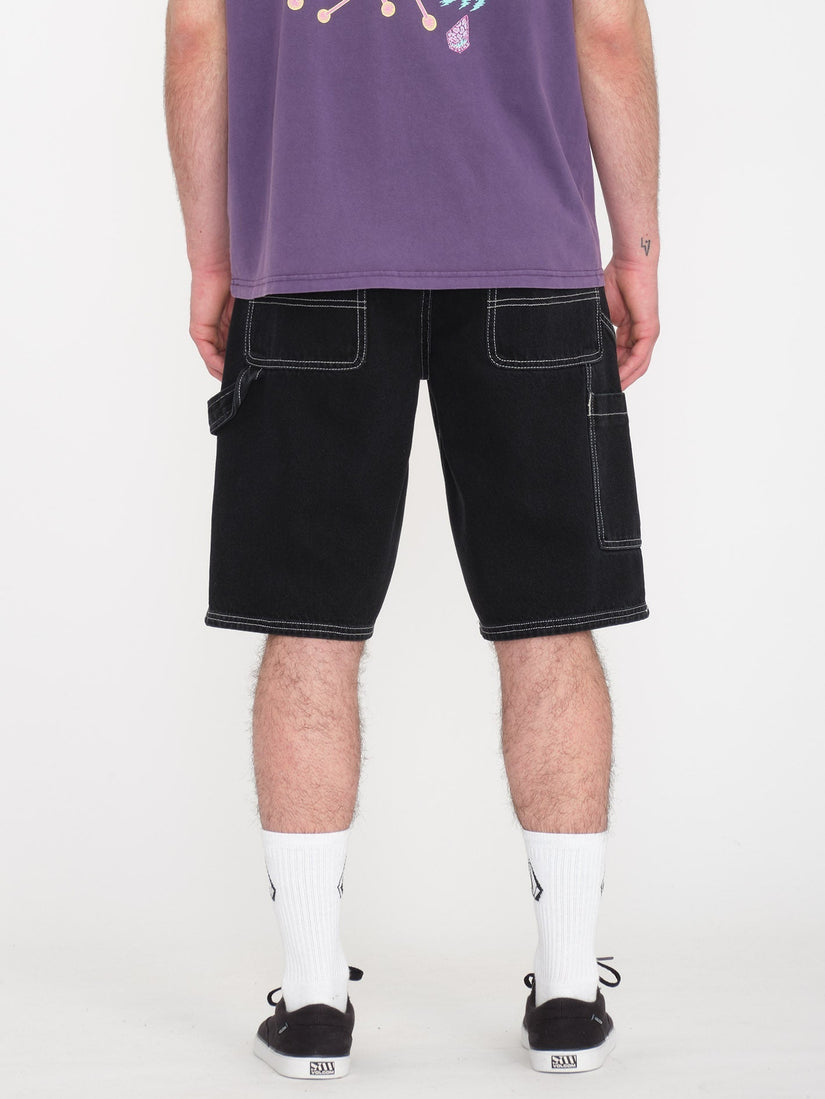 LABORED DENIM UTILITY SHORT (A2012301_BLK) [B]